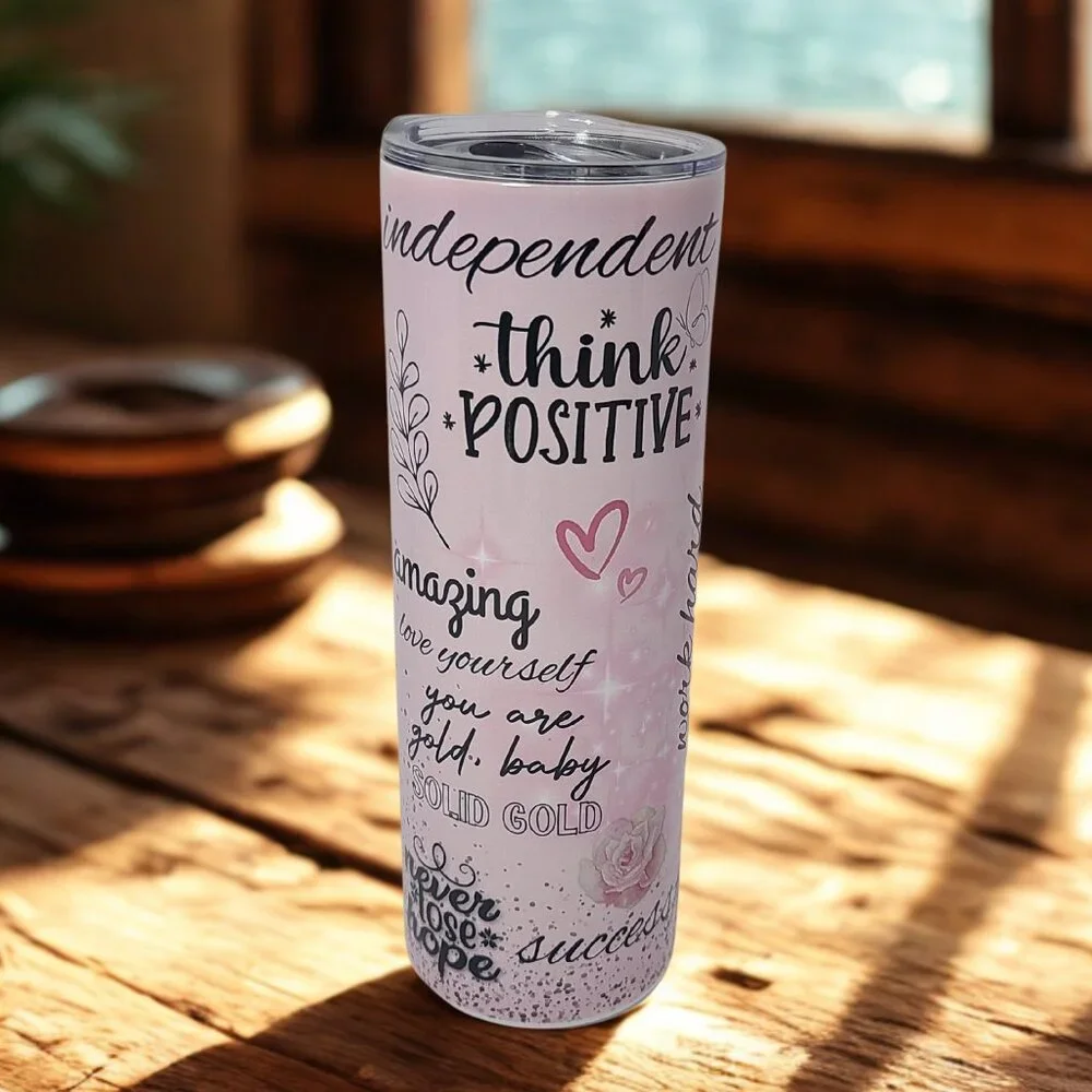 Inspirational Pink Tumbler – 20 oz – Sublimated by Scott Heil of The Crowing Hen - Picture 2 of 5